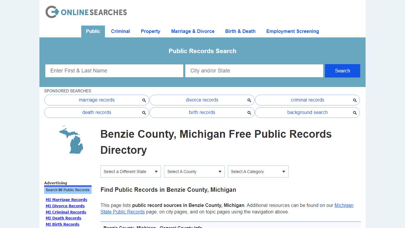 Benzie County, Michigan Public Records Directory